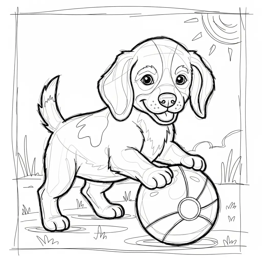 Messy line art puppy